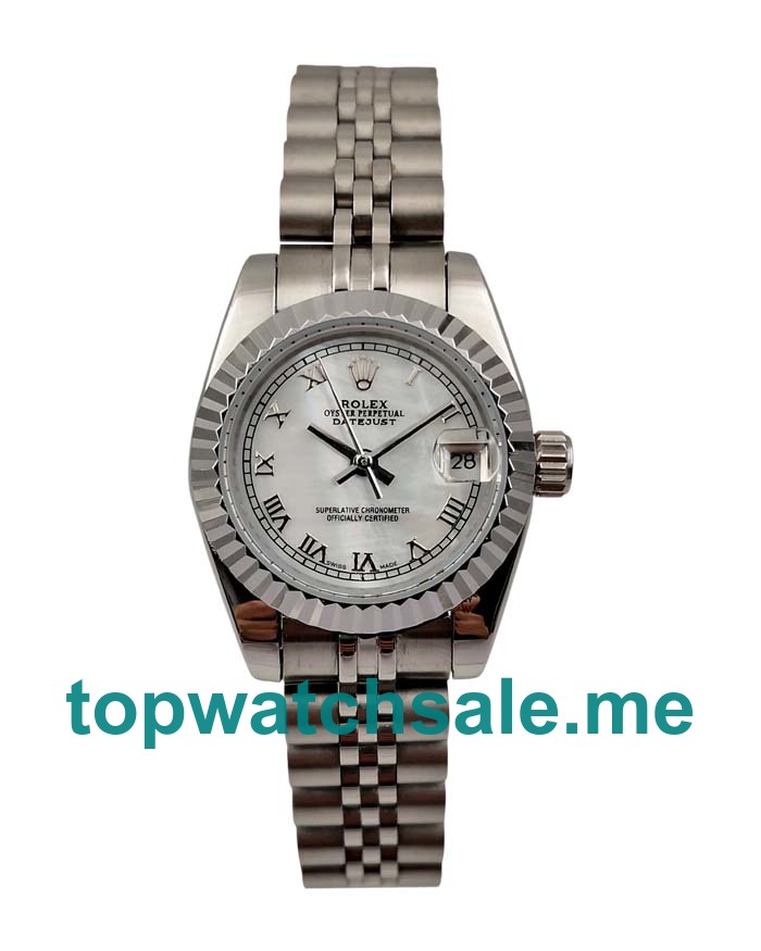 UK AAA Rolex Lady-Datejust 179174 26 MM White Mother-Of-Pearl Dials Women Replica Watches