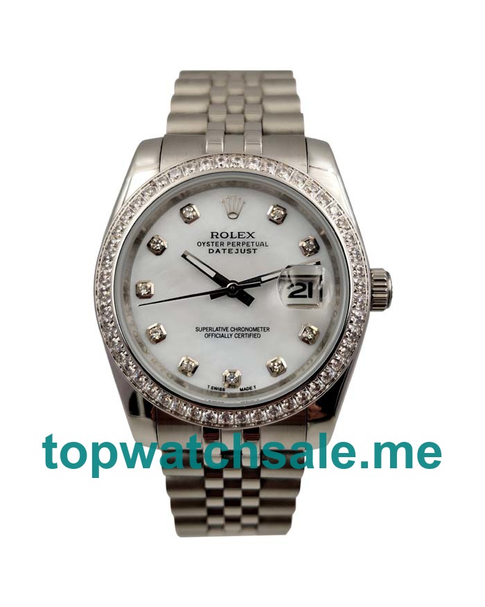 UK AAA Rolex Datejust 116244 36 MM White Mother-Of-Pearl Dials Women Replica Watches