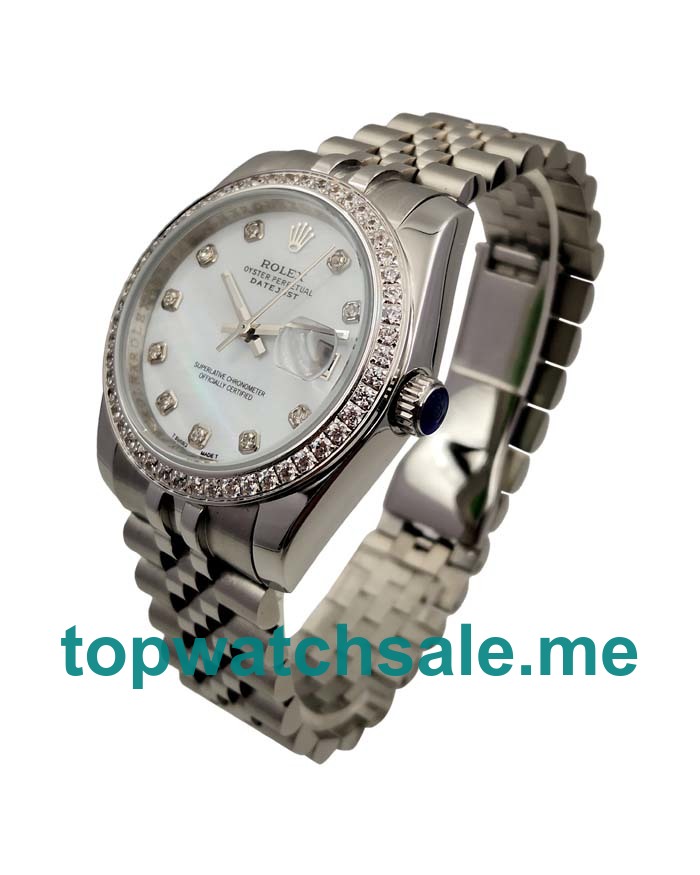 UK AAA Rolex Datejust 116244 36 MM White Mother-Of-Pearl Dials Women Replica Watches