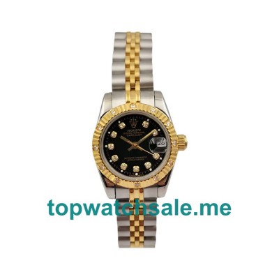 UK AAA Rolex Lady-Datejust 179313 26 MM Black Dials Women Replica Watches