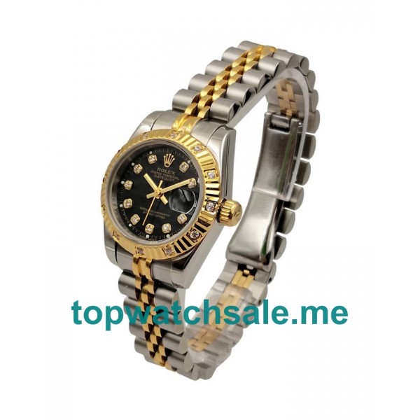 UK AAA Rolex Lady-Datejust 179313 26 MM Black Dials Women Replica Watches