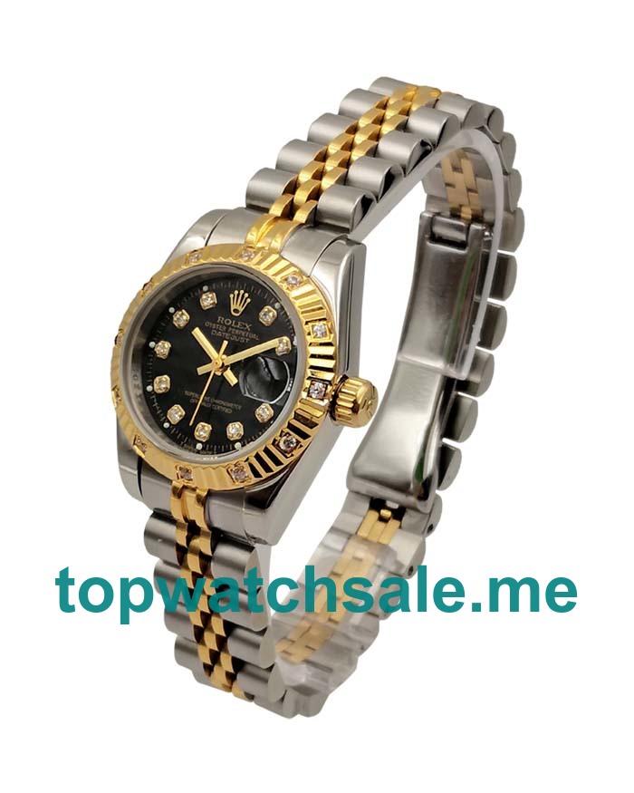 UK AAA Rolex Lady-Datejust 179313 26 MM Black Dials Women Replica Watches