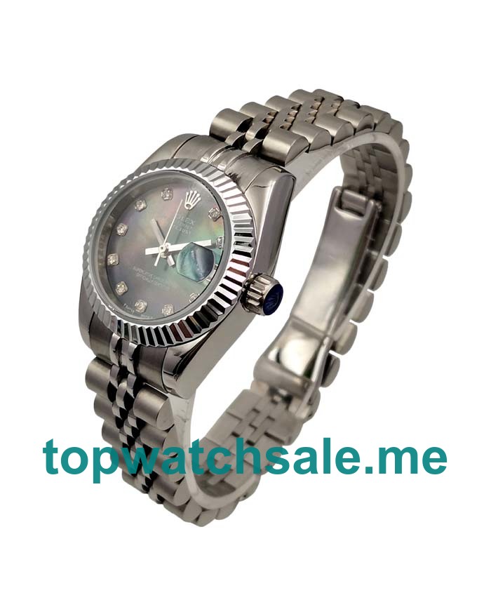 UK AAA Rolex Lady-Datejust 79174 26 MM Black Mother-Of-Pearl Dials Women Replica Watches