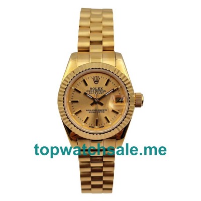 UK AAA Rolex Lady-Datejust 69178 26 MM Champagne Dials Women Replica Watches