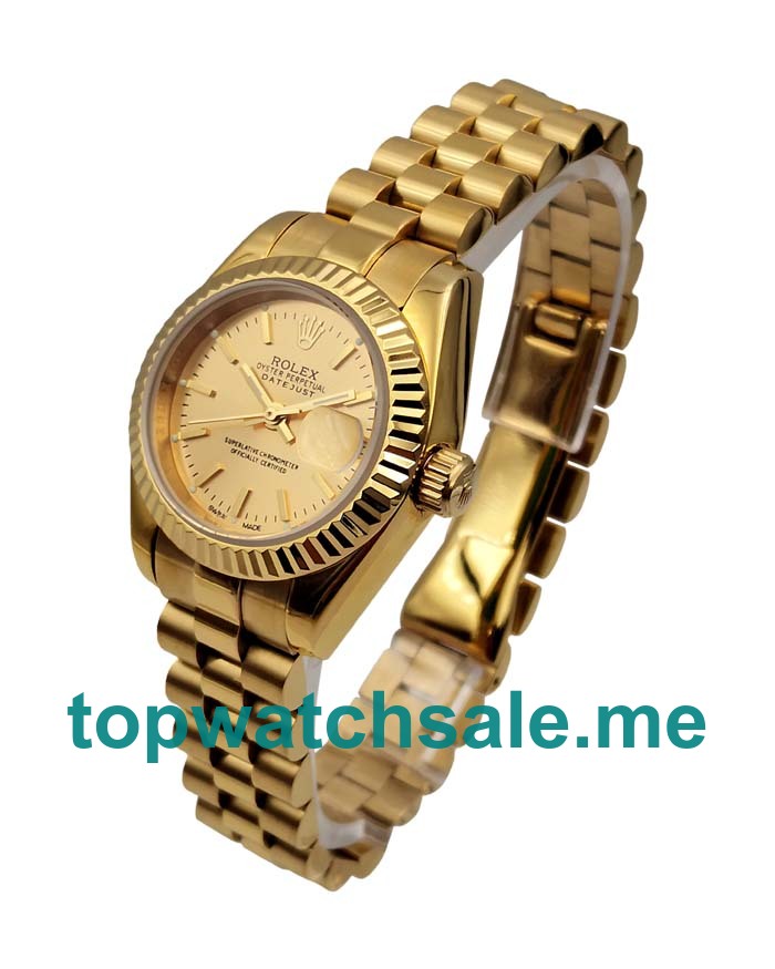 UK AAA Rolex Lady-Datejust 69178 26 MM Champagne Dials Women Replica Watches
