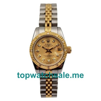 UK AAA Rolex Lady-Datejust 179313 26 MM Champagne Dials Women Replica Watches