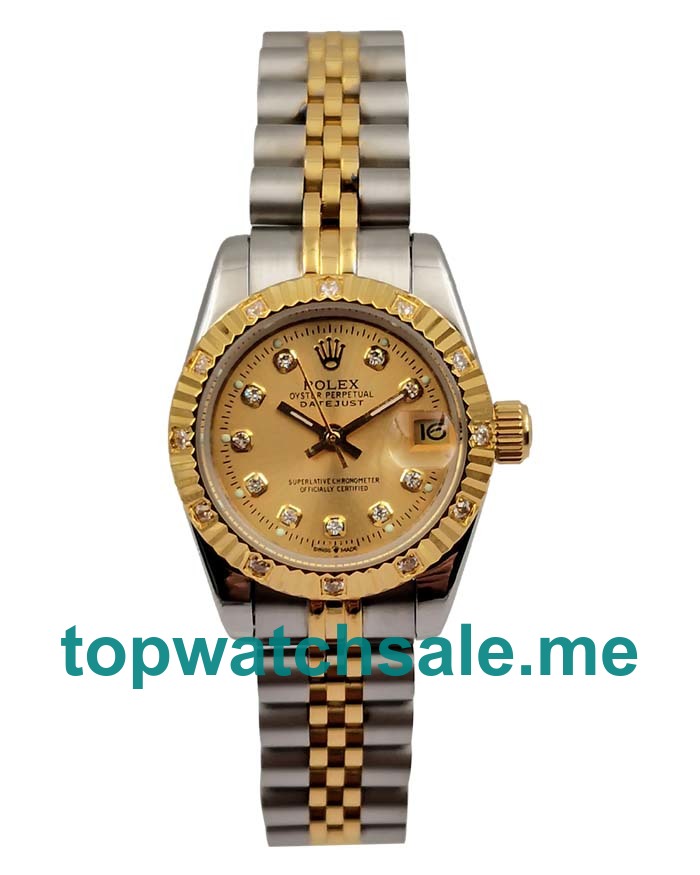 UK AAA Rolex Lady-Datejust 179313 26 MM Champagne Dials Women Replica Watches