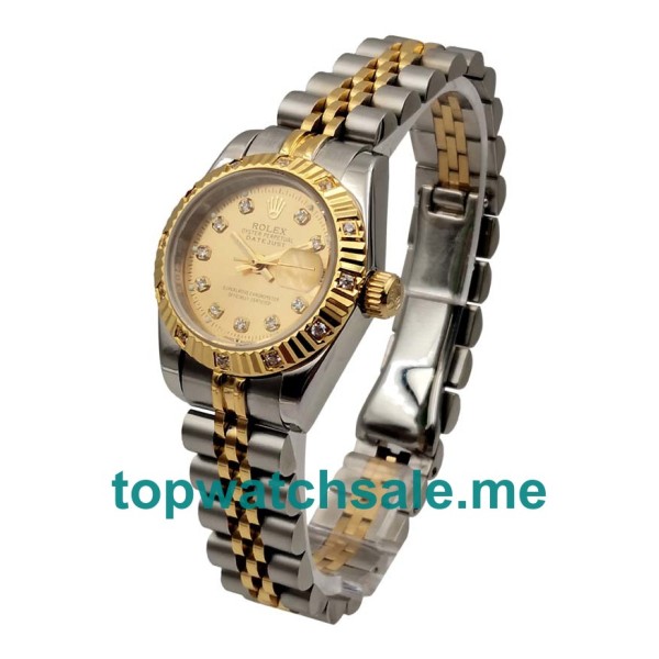 UK AAA Rolex Lady-Datejust 179313 26 MM Champagne Dials Women Replica Watches