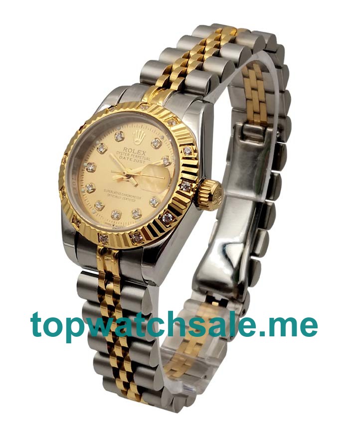 UK AAA Rolex Lady-Datejust 179313 26 MM Champagne Dials Women Replica Watches