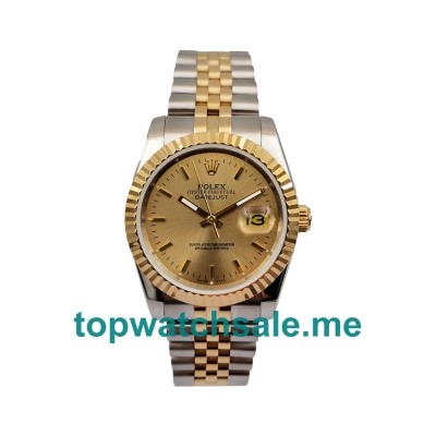 UK AAA Rolex Datejust 16233 36 MM Champagne Dials Men Replica Watches