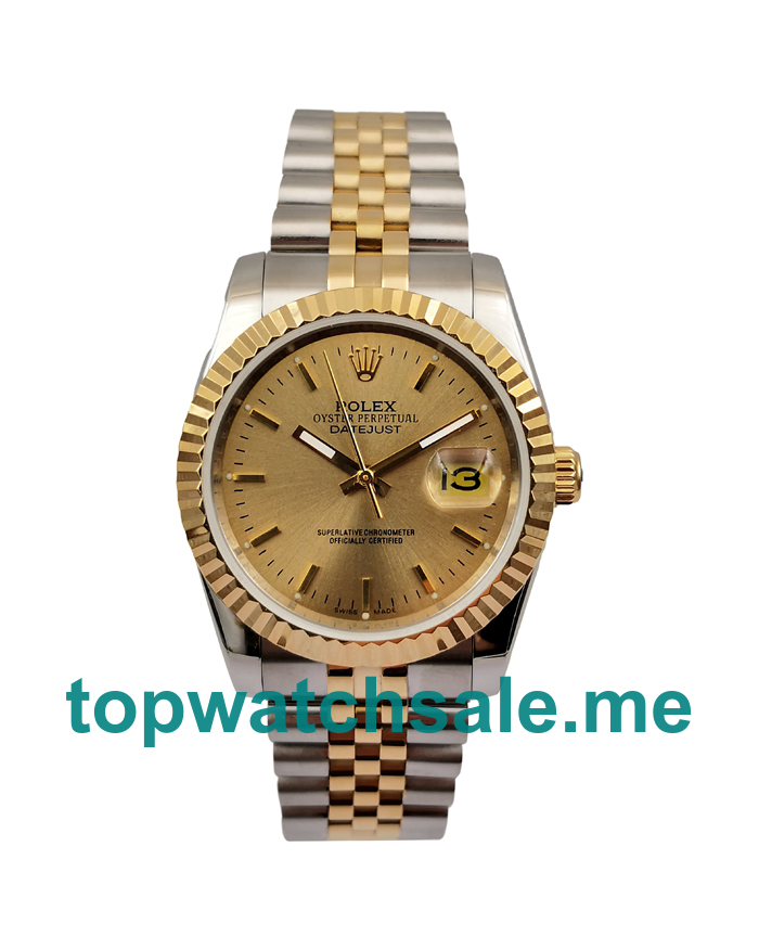 UK AAA Rolex Datejust 16233 36 MM Champagne Dials Men Replica Watches