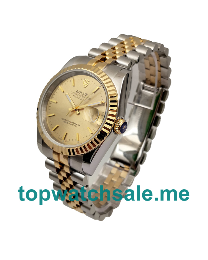 UK AAA Rolex Datejust 16233 36 MM Champagne Dials Men Replica Watches