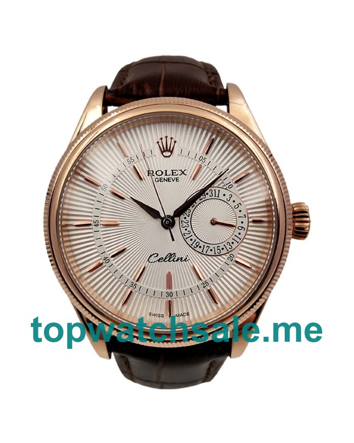 UK AAA Rolex Cellini 50515 39 MM White Dials Men Replica Watches