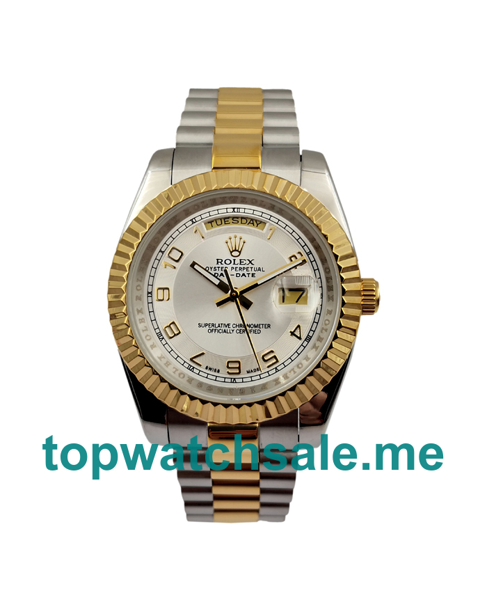 UK AAA Rolex Day-Date II 218238 41 MM White Dials Men Replica Watches 