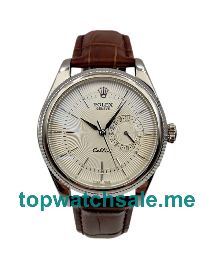 UK Swiss Made Rolex Cellini 50519 39 MM Silver Dials Men Replica Watches