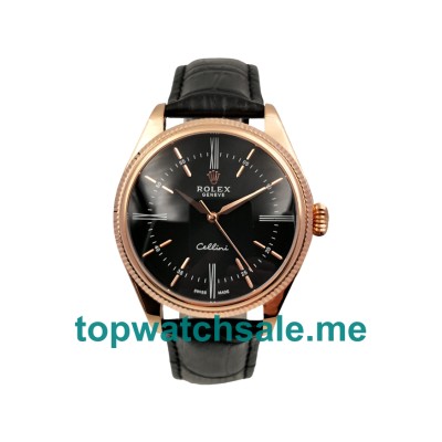 UK AAA Rolex Cellini 50505 39 MM Black Dials Men Replica Watches