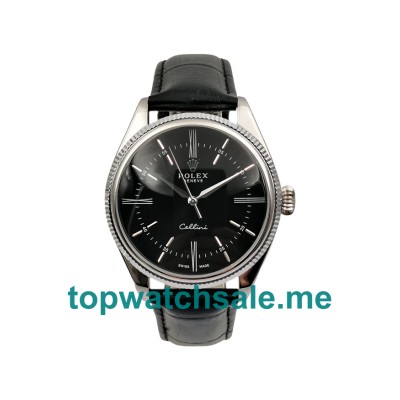 UK AAA Rolex Cellini 50509 39 MM Black Dials Men Replica Watches