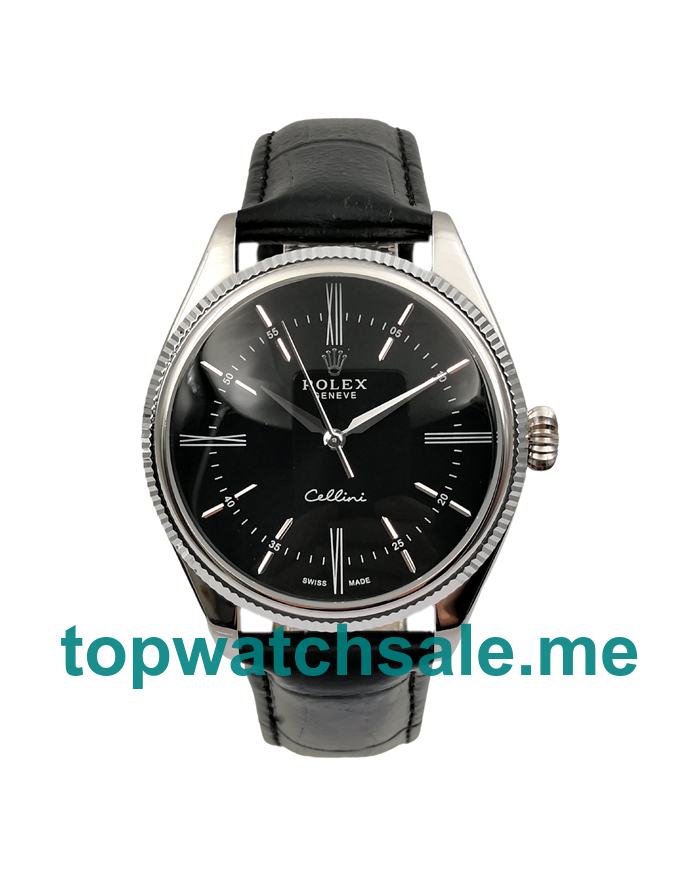 UK AAA Rolex Cellini 50509 39 MM Black Dials Men Replica Watches