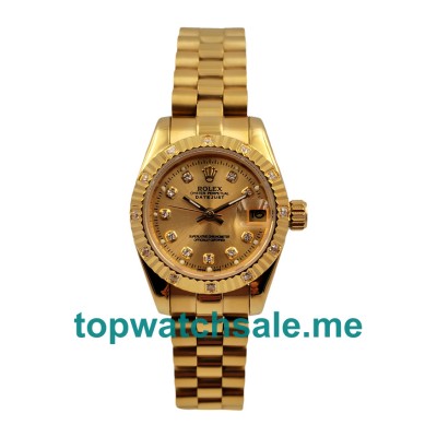 UK AAA Rolex Lady-Datejust 179178 26 MM Champagne Dials Women Replica Watches