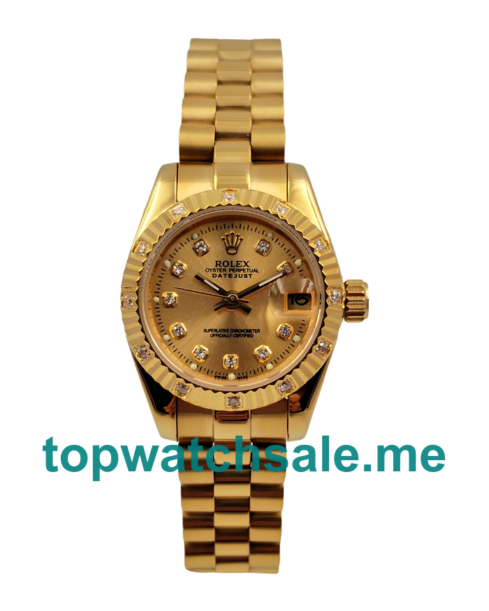 UK AAA Rolex Lady-Datejust 179178 26 MM Champagne Dials Women Replica Watches