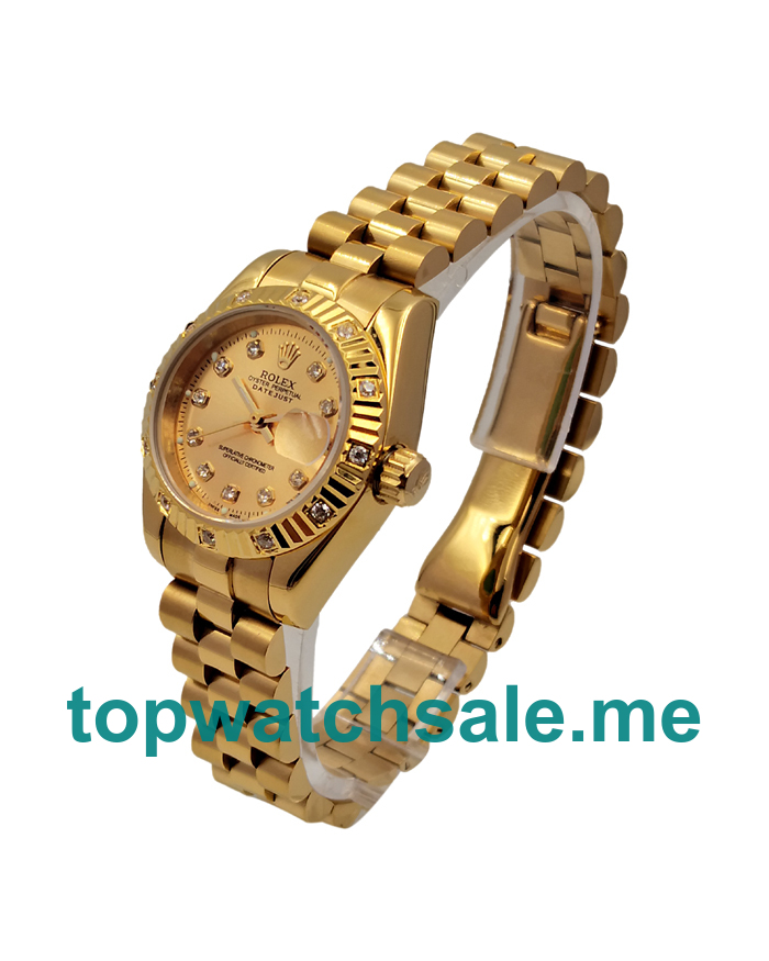 UK AAA Rolex Lady-Datejust 179178 26 MM Champagne Dials Women Replica Watches