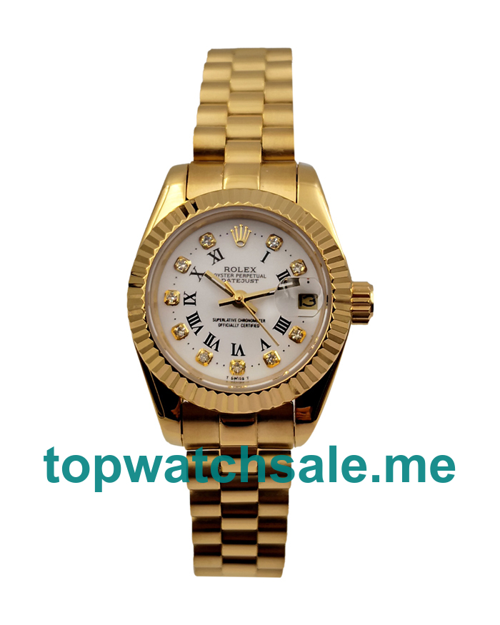 UK AAA Rolex Lady-Datejust 68278 26 MM White Dials Women Replica Watches
