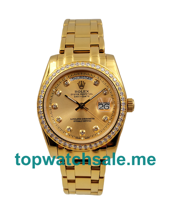 UK AAA Rolex Day-Date 18038 36 MM Champagne Dials Men Replica Watches