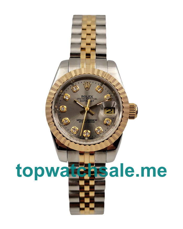 UK AAA Rolex Lady-Datejust 69173 26 MM Grey Dials Women Replica Watches