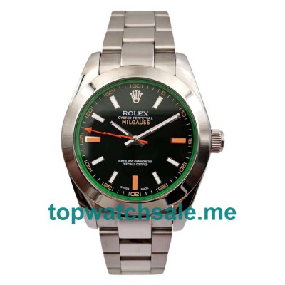 UK Swiss Made Rolex Milgauss 116400 GV 40 MM Black Dials Men Replica Watches