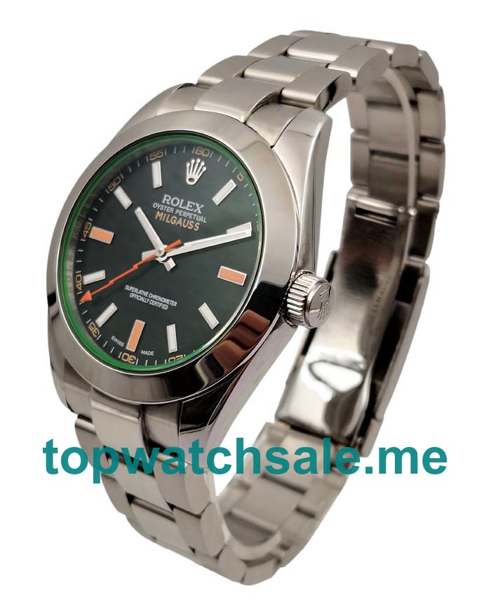 UK Swiss Made Rolex Milgauss 116400 GV 40 MM Black Dials Men Replica Watches